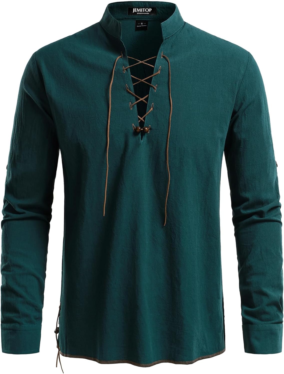 Stitch Boss: Men's Pure Cotton Retro Lace Up Shirts for Renaissance Pirate Viking Medieval
