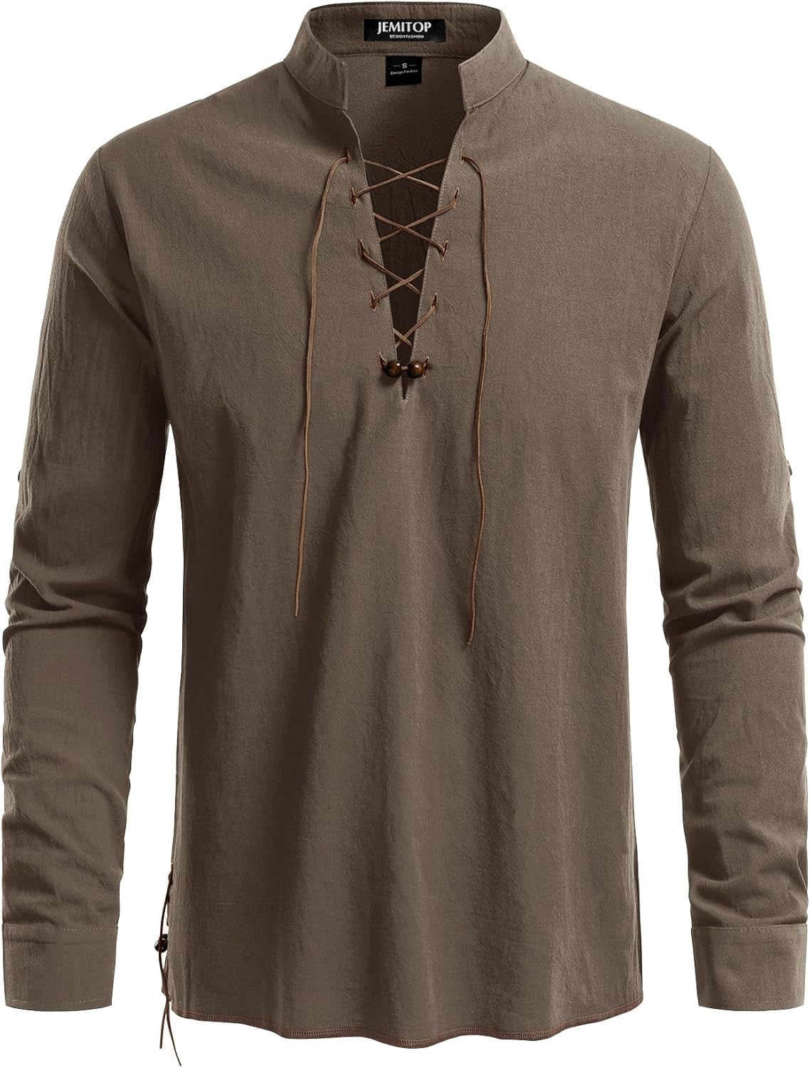 Stitch Boss: Men's Pure Cotton Retro Lace Up Shirts for Renaissance Pirate Viking Medieval