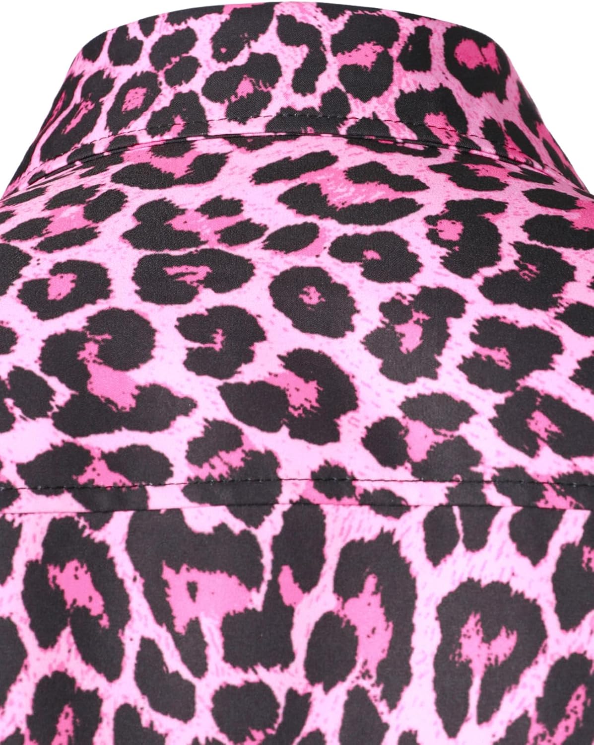 Stitch Boss: Men's Stretchy Causal Leopard Cheetah Print Short Sleeve Slim Fit Button Up Shirt