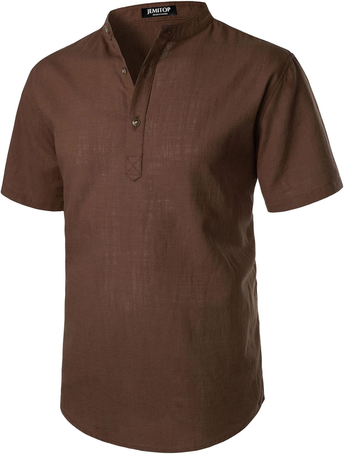 Stitch Boss: Men's Summer Lightweight Cotton Linen Shirts Casual Short Sleeve Breathable Banded Collar Henley for Beach Vacation
