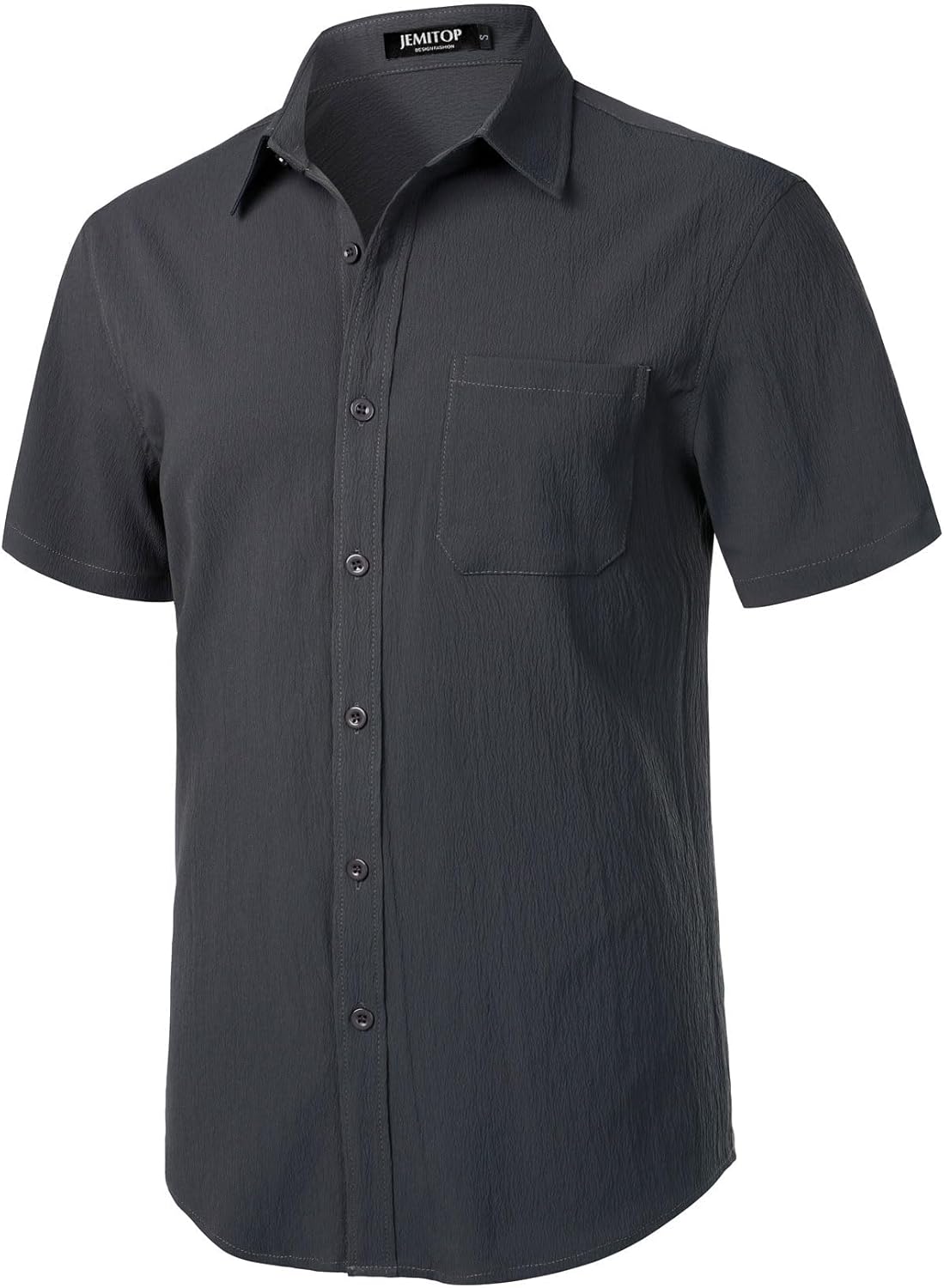 Stitch Boss: Men's Stretch Wrinkle Free Short Sleeve Texture Shirt Summer Lightweight Button Down Shirts for Beach Vacation