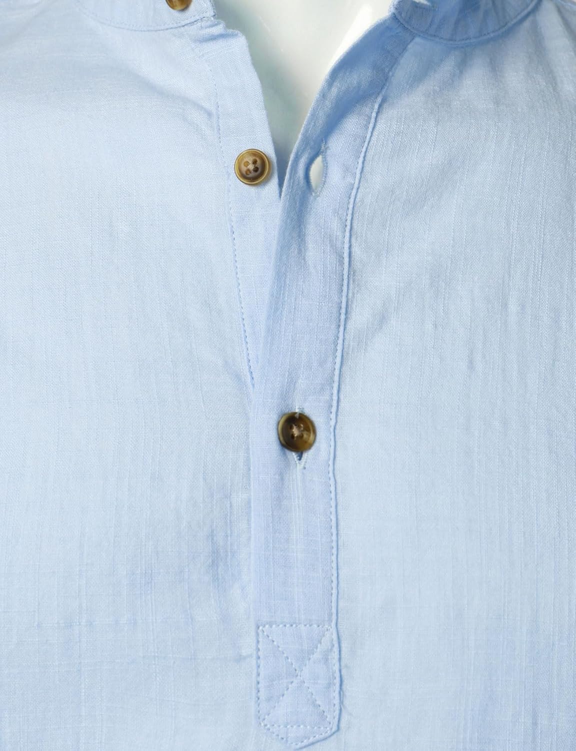 Stitch Boss: Men's Summer Lightweight Cotton Linen Shirts Casual Short Sleeve Breathable Banded Collar Henley for Beach Vacation