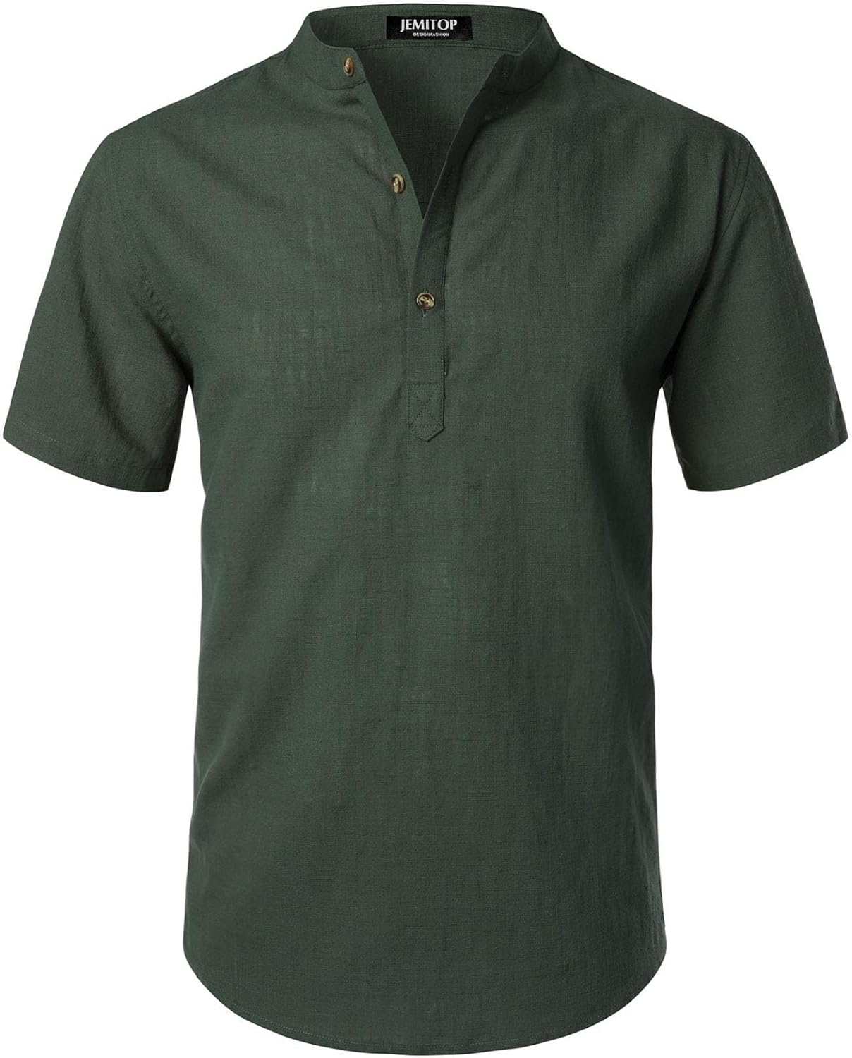 Stitch Boss: Men's Summer Lightweight Cotton Linen Shirts Casual Short Sleeve Breathable Banded Collar Henley for Beach Vacation