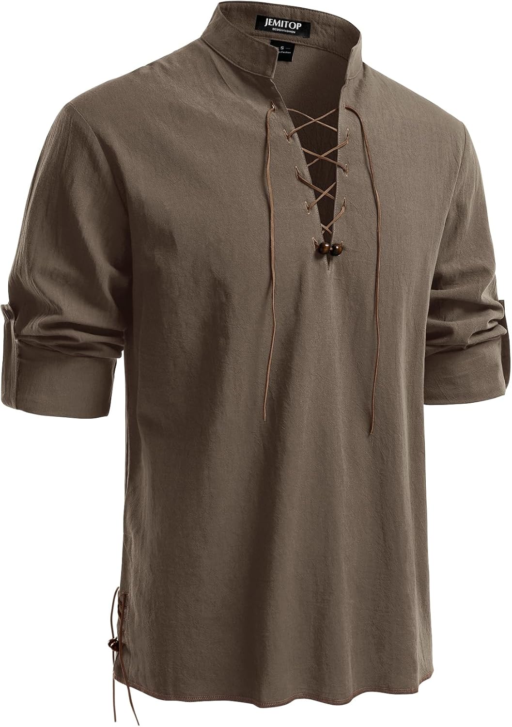 Stitch Boss: Men's Pure Cotton Retro Lace Up Shirts for Renaissance Pirate Viking Medieval