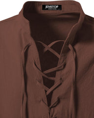 Stitch Boss: Men's Pure Cotton Retro Lace Up Shirts for Renaissance Pirate Viking Medieval