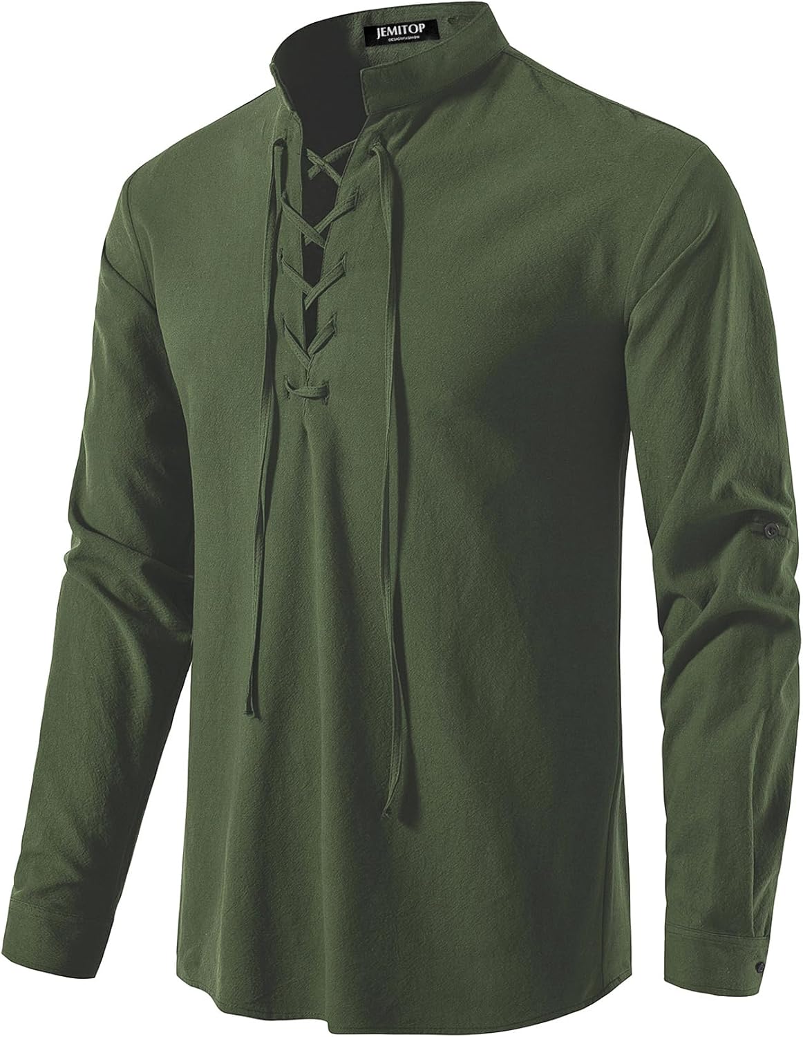 Stitch Boss: Men's Pure Cotton Retro Lace Up Shirts for Renaissance Pirate Viking Medieval