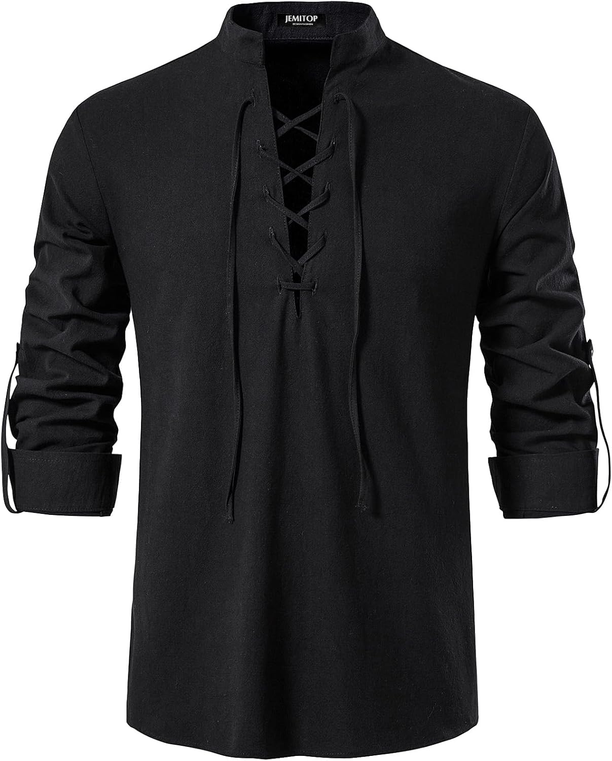 Stitch Boss: Men's Pure Cotton Retro Lace Up Shirts for Renaissance Pirate Viking Medieval