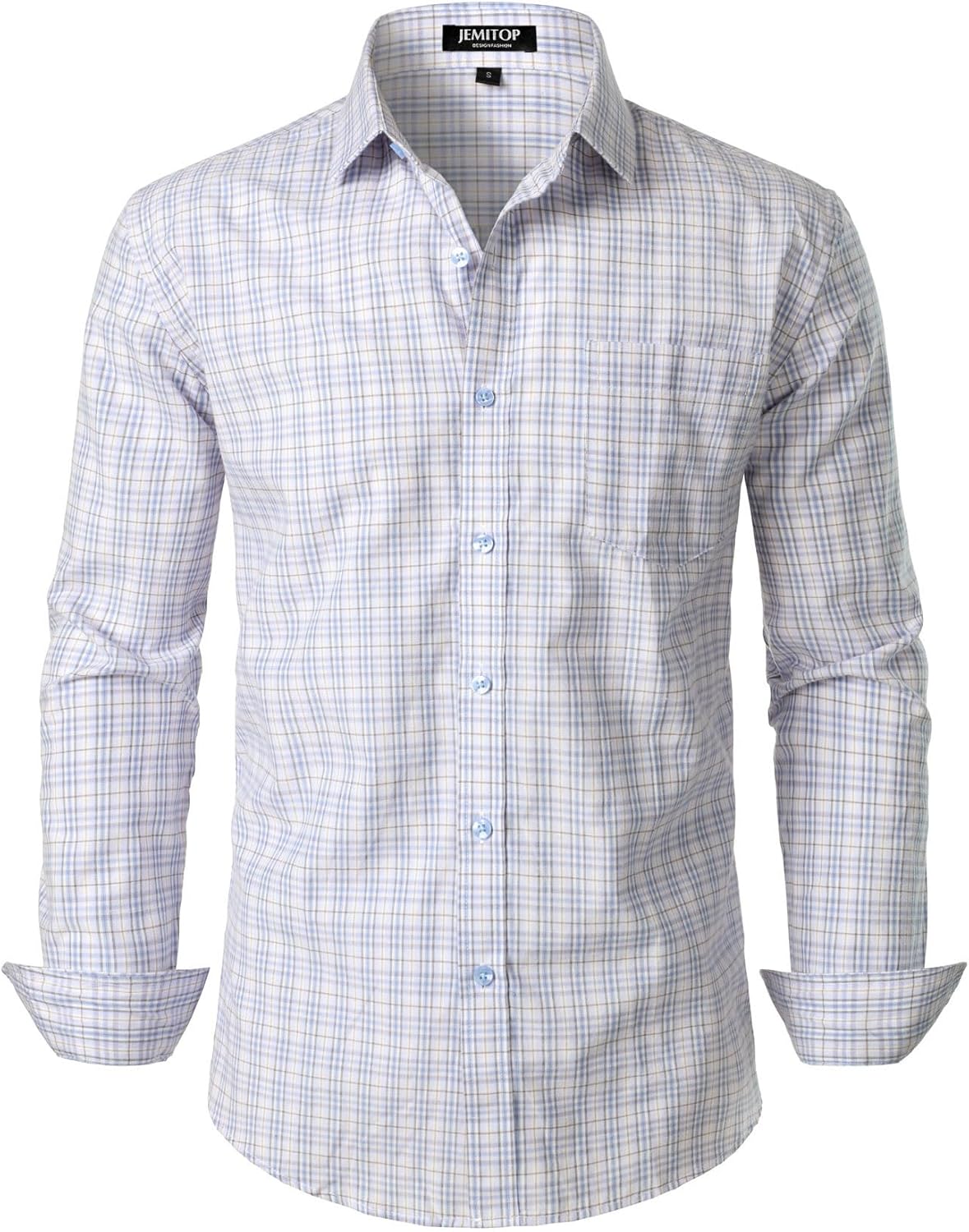 Stitch Boss:Men's Transitional Weather Slim Fit Long Sleeve Button Down Shirt Business Casual Dress Shirts with Pocket
