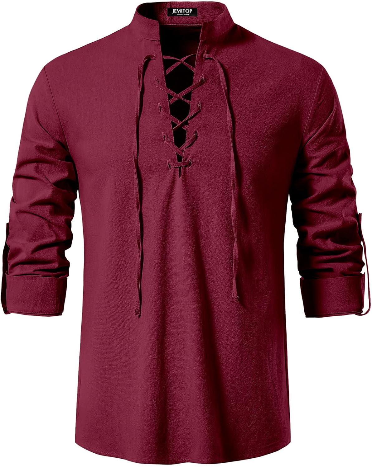 Stitch Boss: Men's Pure Cotton Retro Lace Up Shirts for Renaissance Pirate Viking Medieval