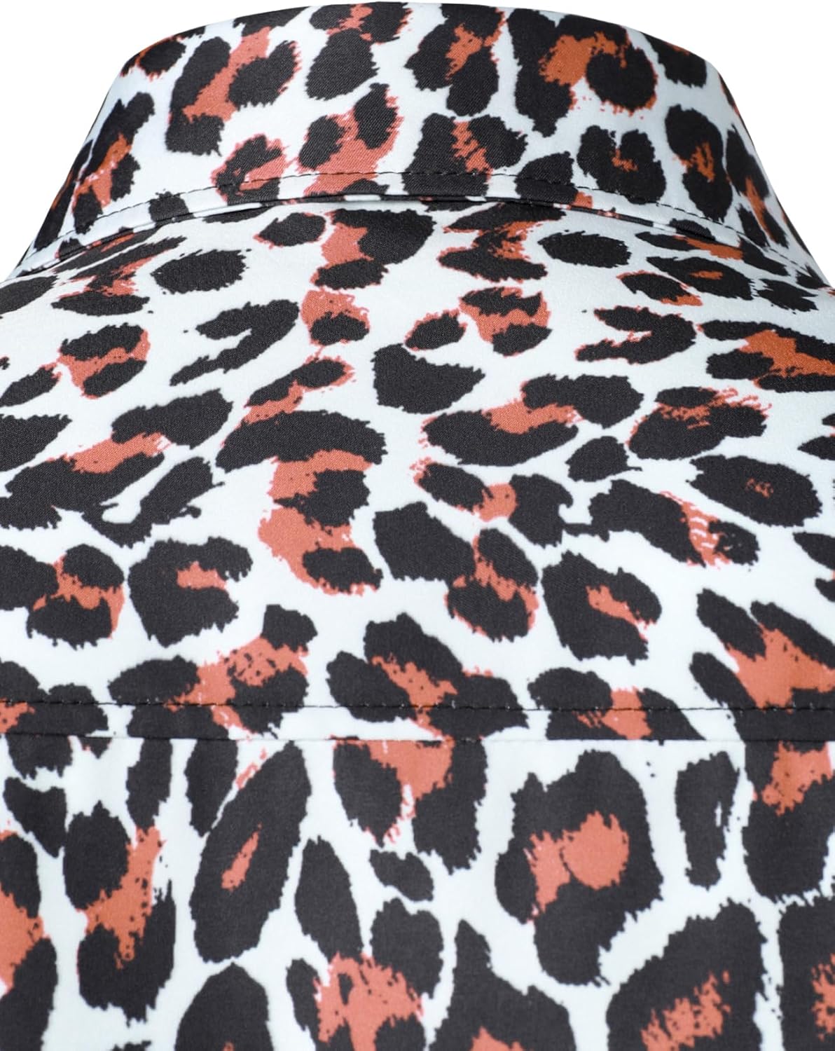 Stitch Boss: Men's Stretchy Causal Leopard Cheetah Print Short Sleeve Slim Fit Button Up Shirt