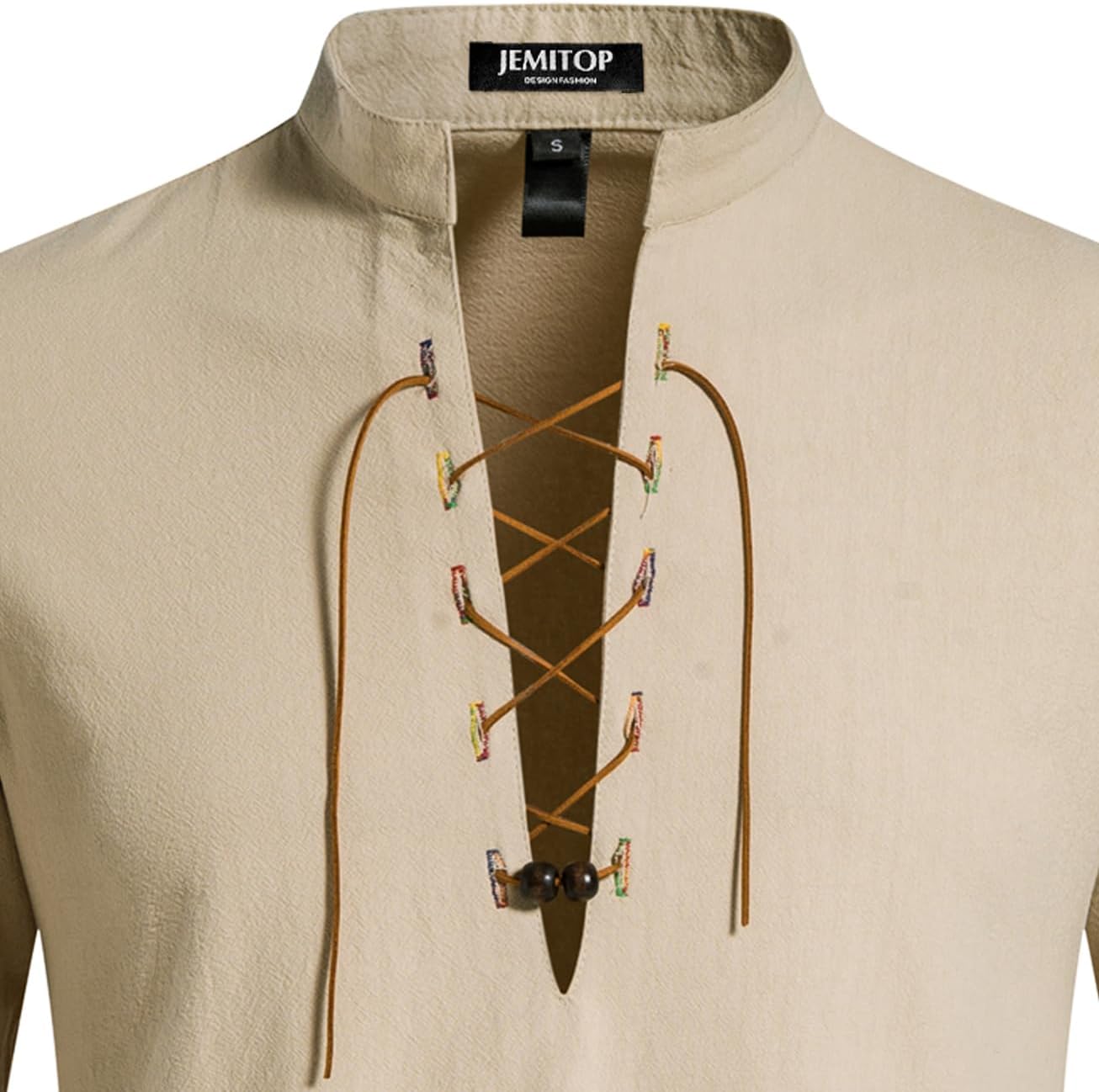 Stitch Boss: Men's Pure Cotton Retro Lace Up Shirts for Renaissance Pirate Viking Medieval