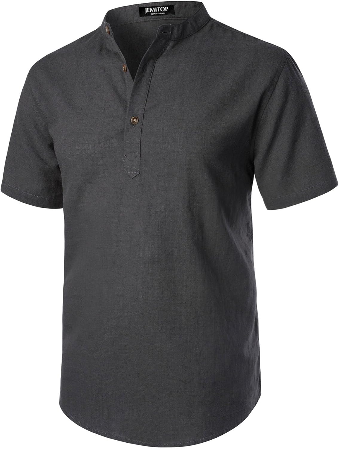 Stitch Boss: Men's Summer Lightweight Cotton Linen Shirts Casual Short Sleeve Breathable Banded Collar Henley for Beach Vacation