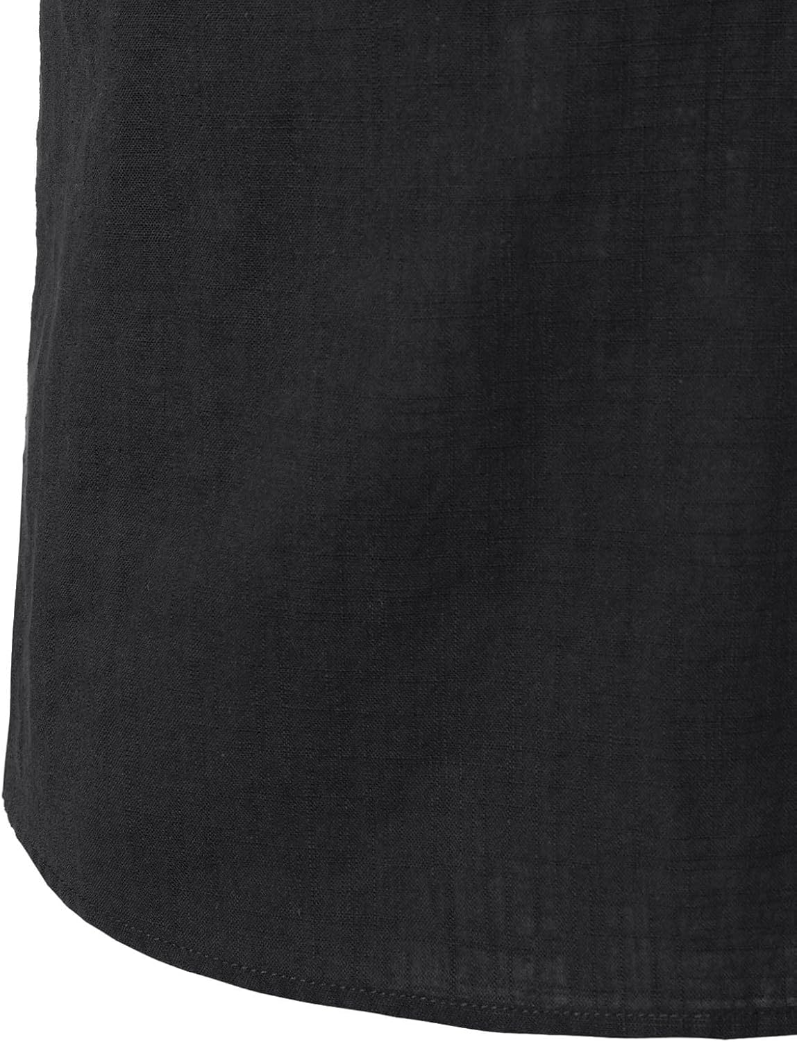 Stitch Boss: Men's Summer Lightweight Cotton Linen Shirts Casual Short Sleeve Breathable Banded Collar Henley for Beach Vacation
