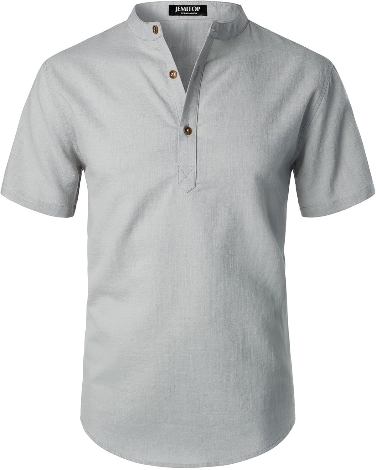 Stitch Boss: Men's Summer Lightweight Cotton Linen Shirts Casual Short Sleeve Breathable Banded Collar Henley for Beach Vacation