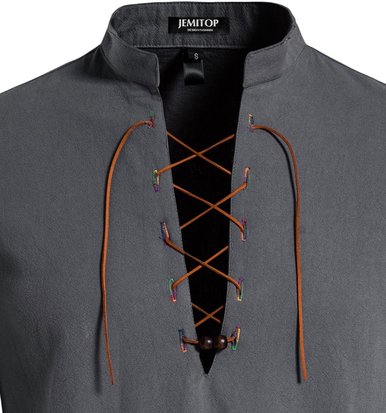 Stitch Boss: Men's Pure Cotton Retro Lace Up Shirts for Renaissance Pirate Viking Medieval