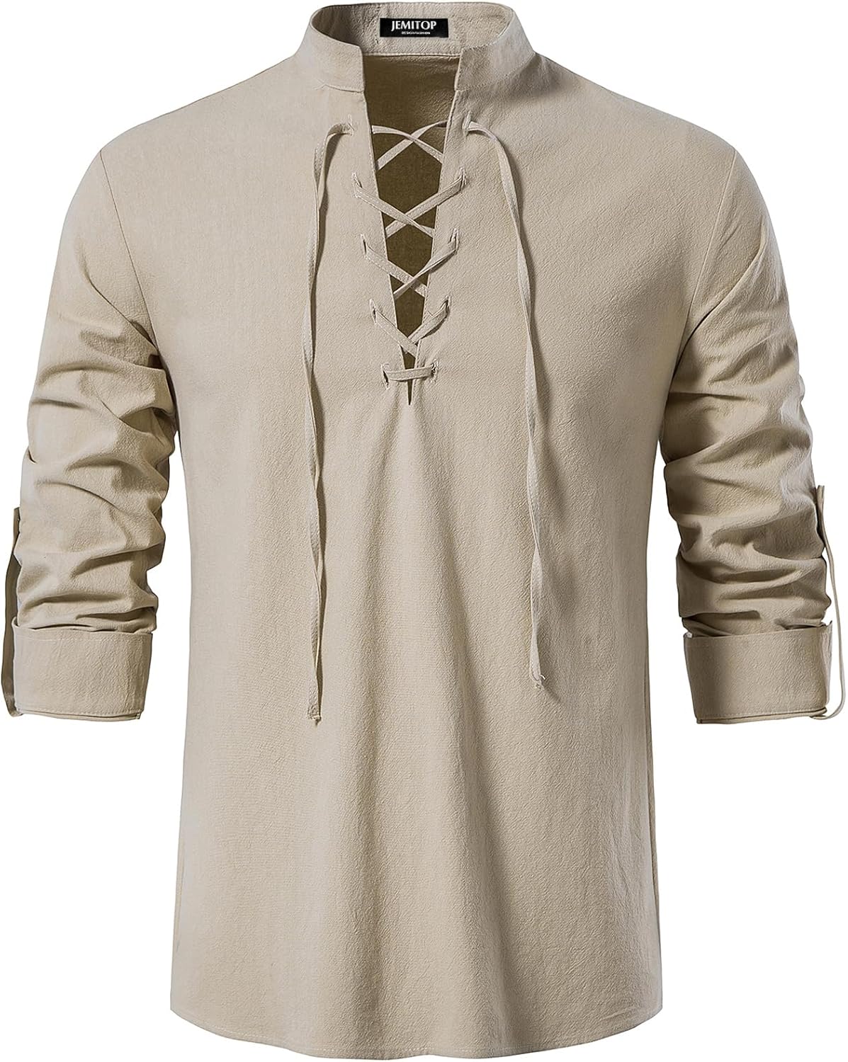 Stitch Boss: Men's Pure Cotton Retro Lace Up Shirts for Renaissance Pirate Viking Medieval