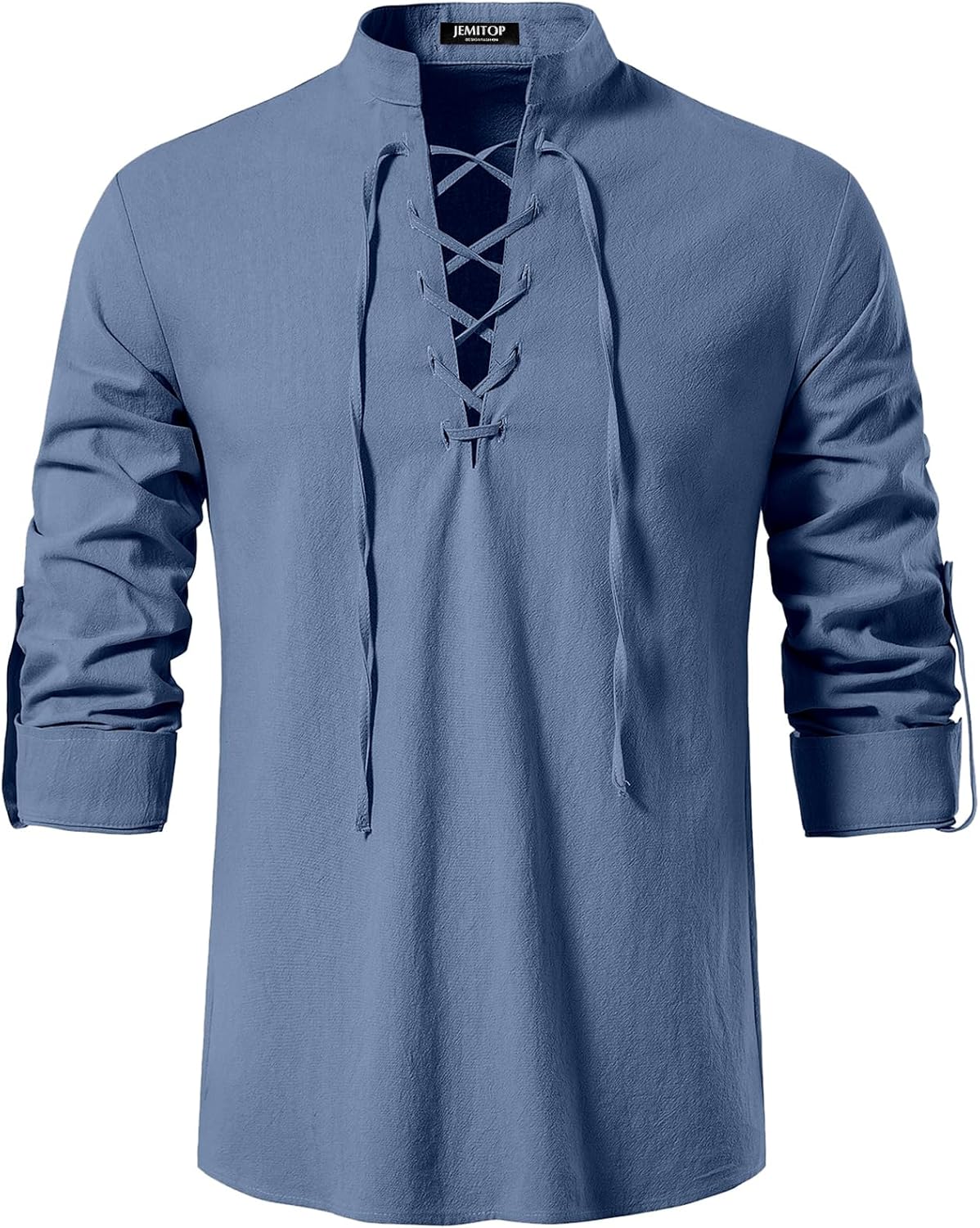 Stitch Boss: Men's Pure Cotton Retro Lace Up Shirts for Renaissance Pirate Viking Medieval