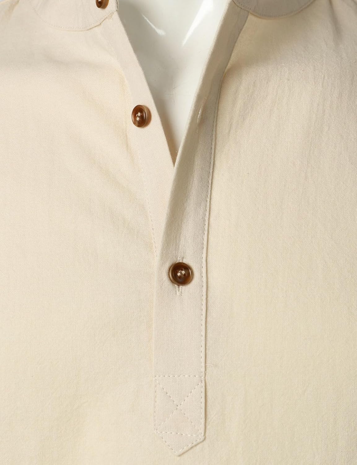 Stitch Boss: Men's Summer Lightweight Cotton Linen Shirts Casual Short Sleeve Breathable Banded Collar Henley for Beach Vacation