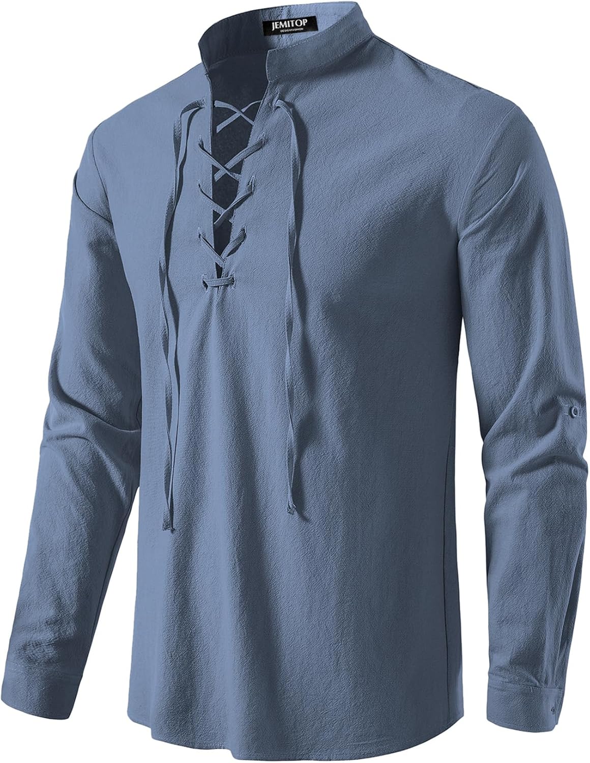 Stitch Boss: Men's Pure Cotton Retro Lace Up Shirts for Renaissance Pirate Viking Medieval