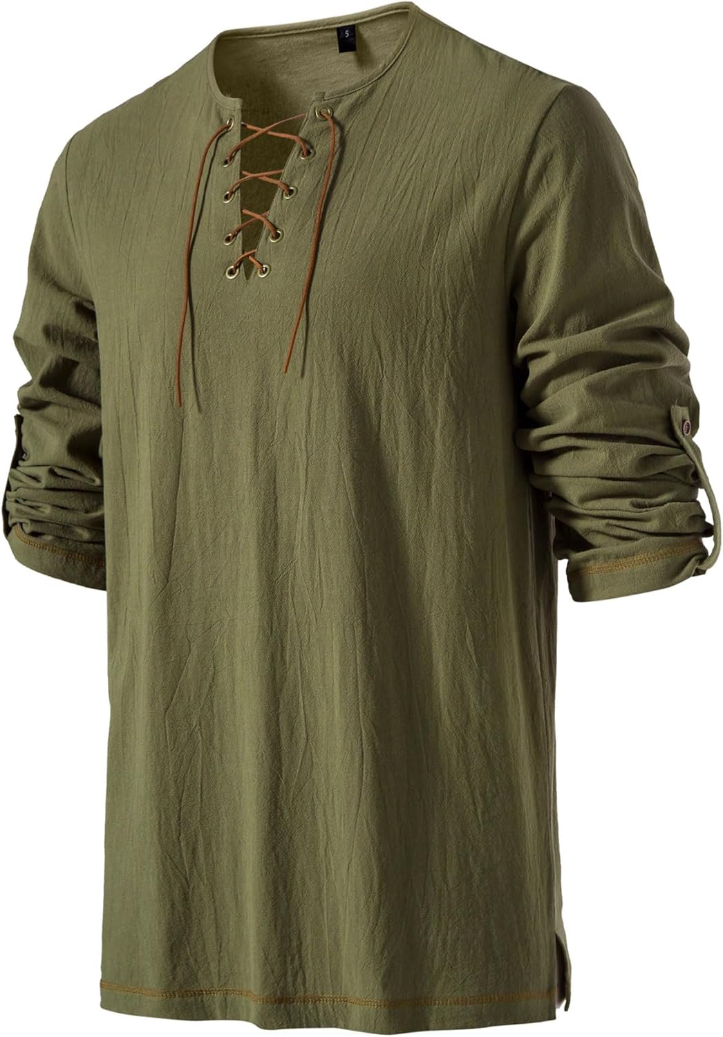 Stitch Boss: Men's Pure Cotton Vintage Lace Up Shirts for Pirate Renaissance Viking Medieval Costume Without Belt