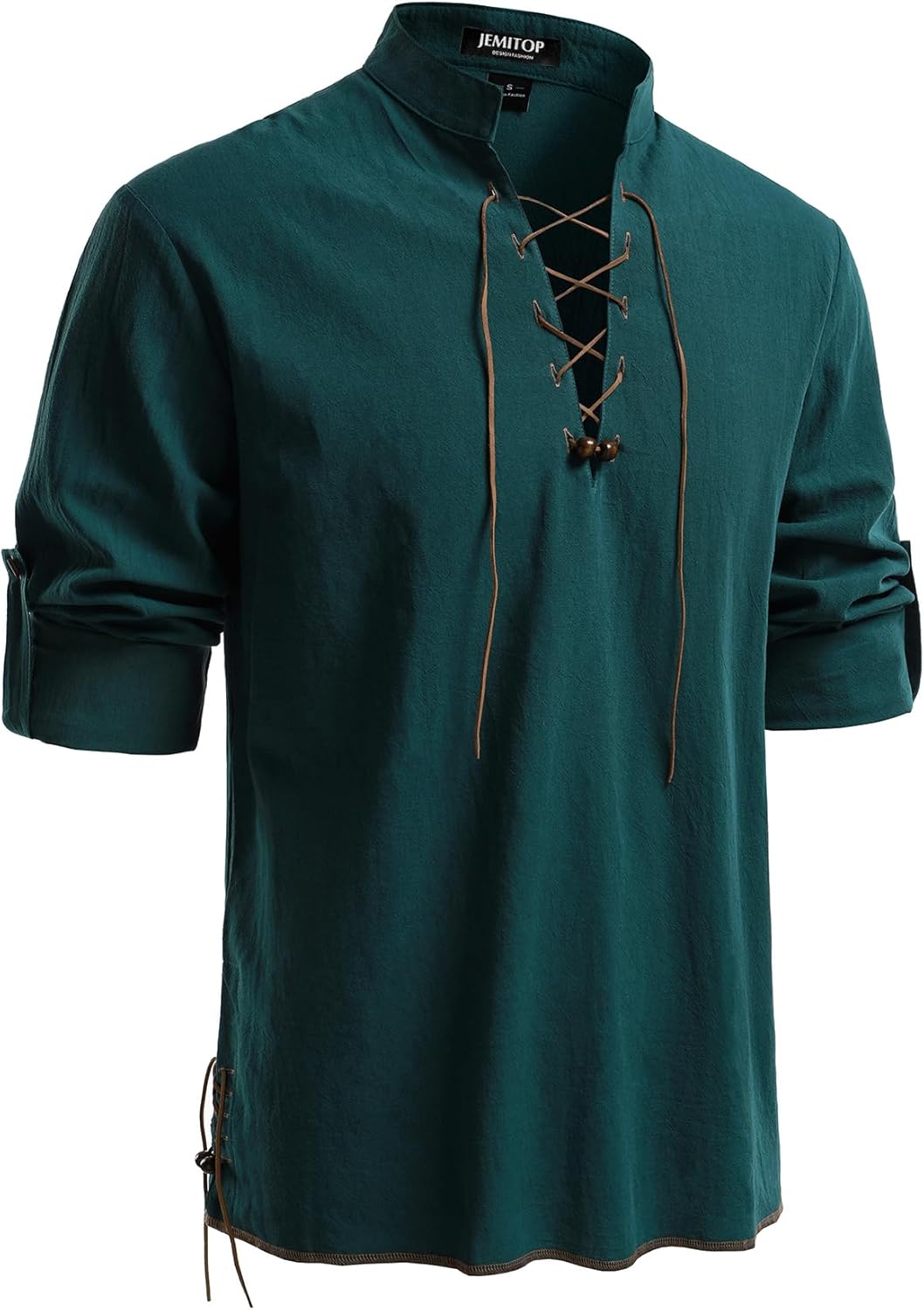 Stitch Boss: Men's Pure Cotton Retro Lace Up Shirts for Renaissance Pirate Viking Medieval