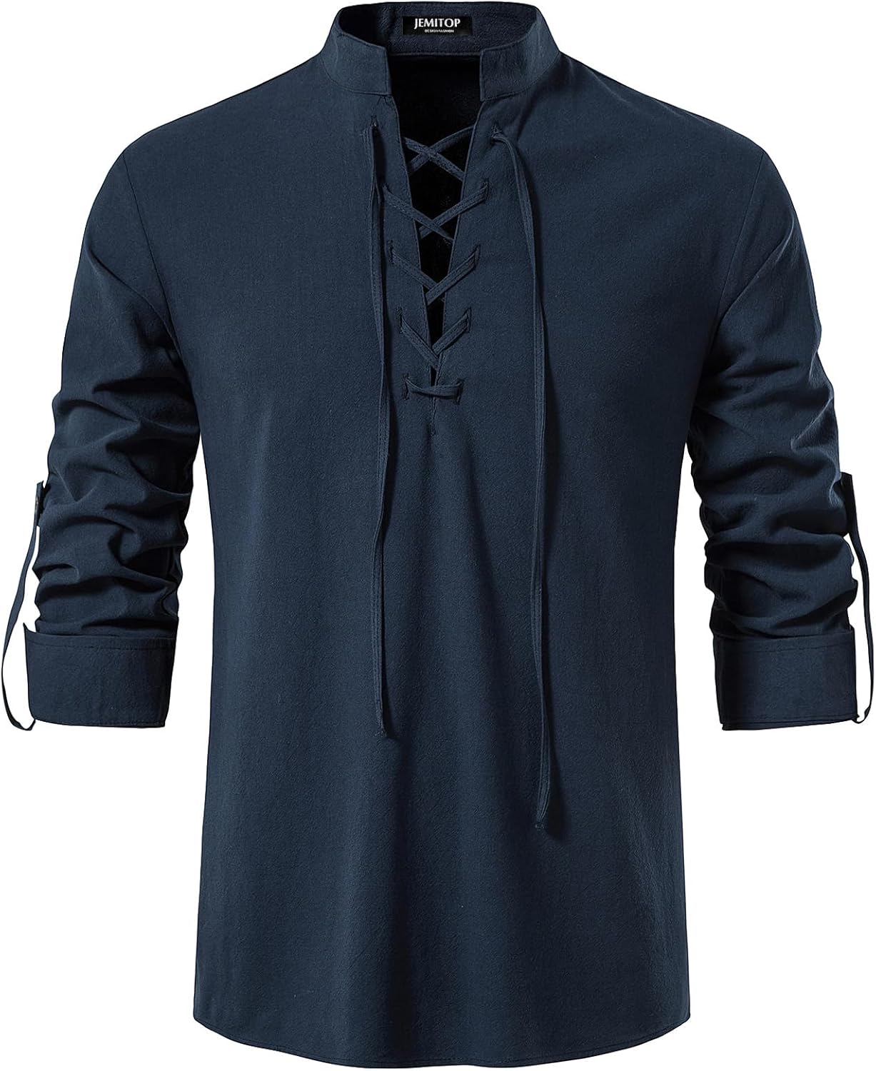 Stitch Boss: Men's Pure Cotton Retro Lace Up Shirts for Renaissance Pirate Viking Medieval