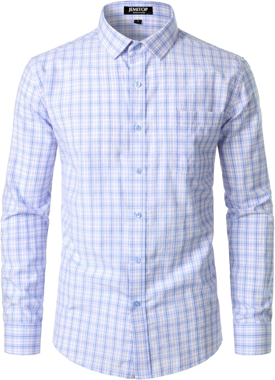 Stitch Boss:Men's Transitional Weather Slim Fit Long Sleeve Button Down Shirt Business Casual Dress Shirts with Pocket