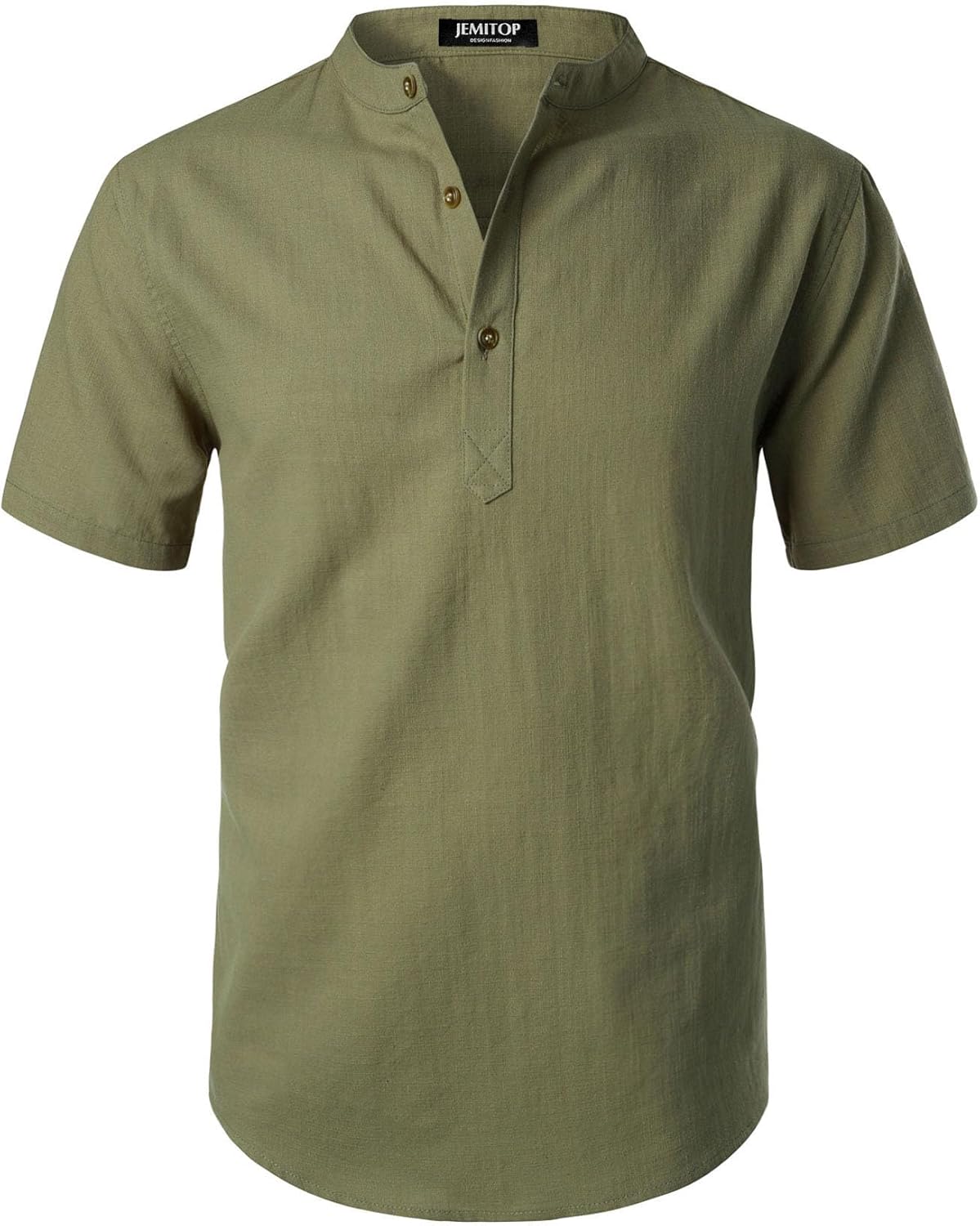 Stitch Boss: Men's Summer Lightweight Cotton Linen Shirts Casual Short Sleeve Breathable Banded Collar Henley for Beach Vacation