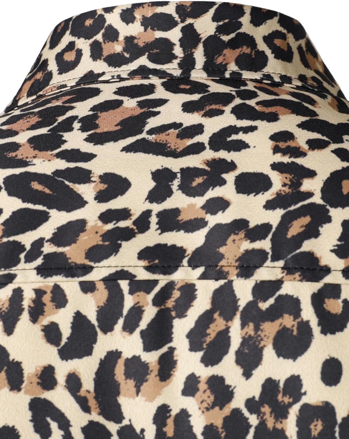 Stitch Boss: Men's Stretchy Causal Leopard Cheetah Print Short Sleeve Slim Fit Button Up Shirt
