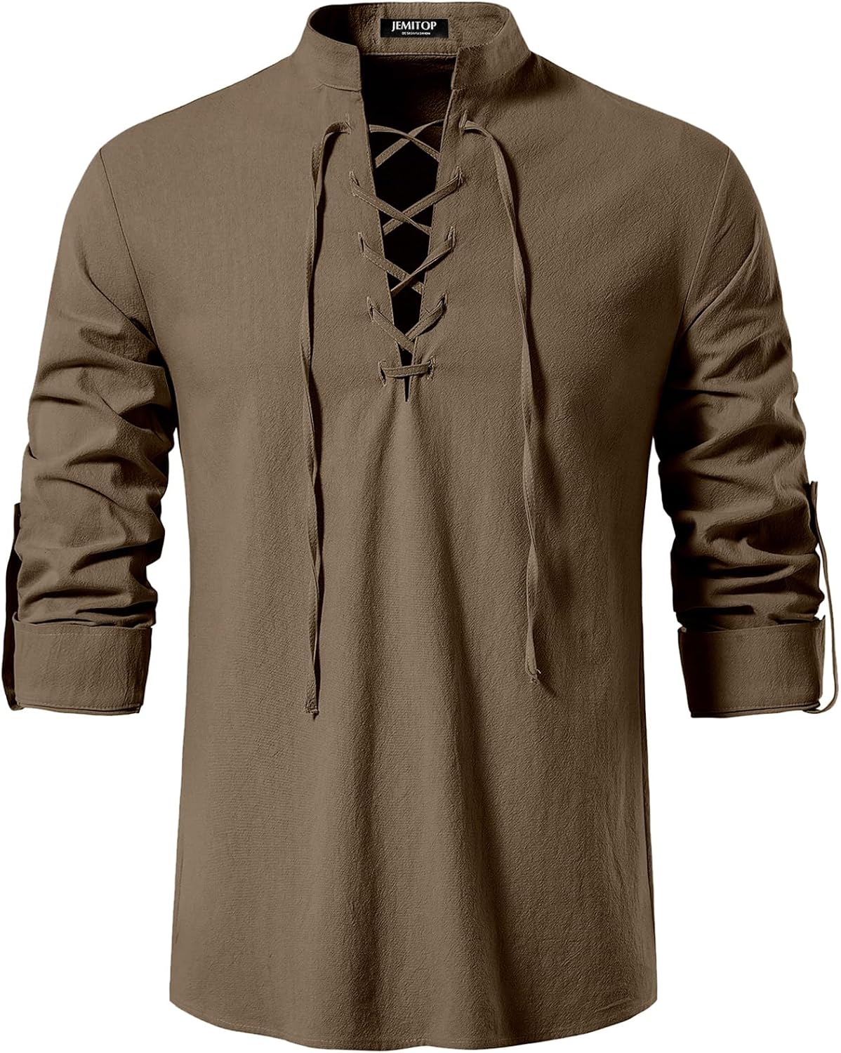 Stitch Boss: Men's Pure Cotton Retro Lace Up Shirts for Renaissance Pirate Viking Medieval