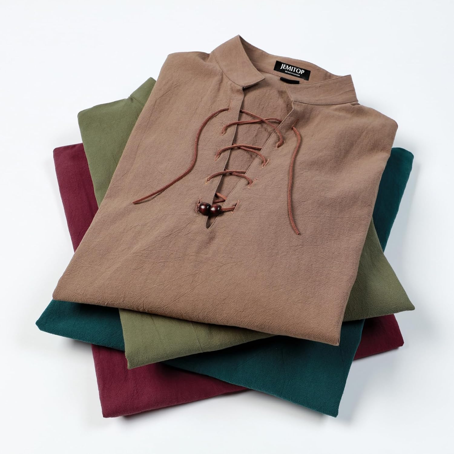Stitch Boss: Men's Pure Cotton Retro Lace Up Shirts for Renaissance Pirate Viking Medieval