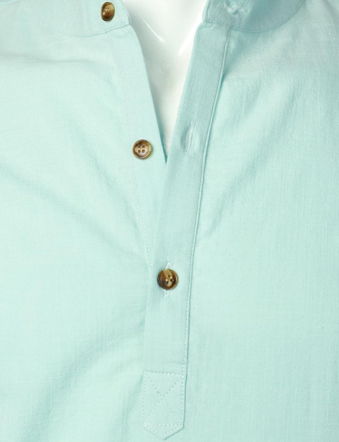 Stitch Boss: Men's Summer Lightweight Cotton Linen Shirts Casual Short Sleeve Breathable Banded Collar Henley for Beach Vacation