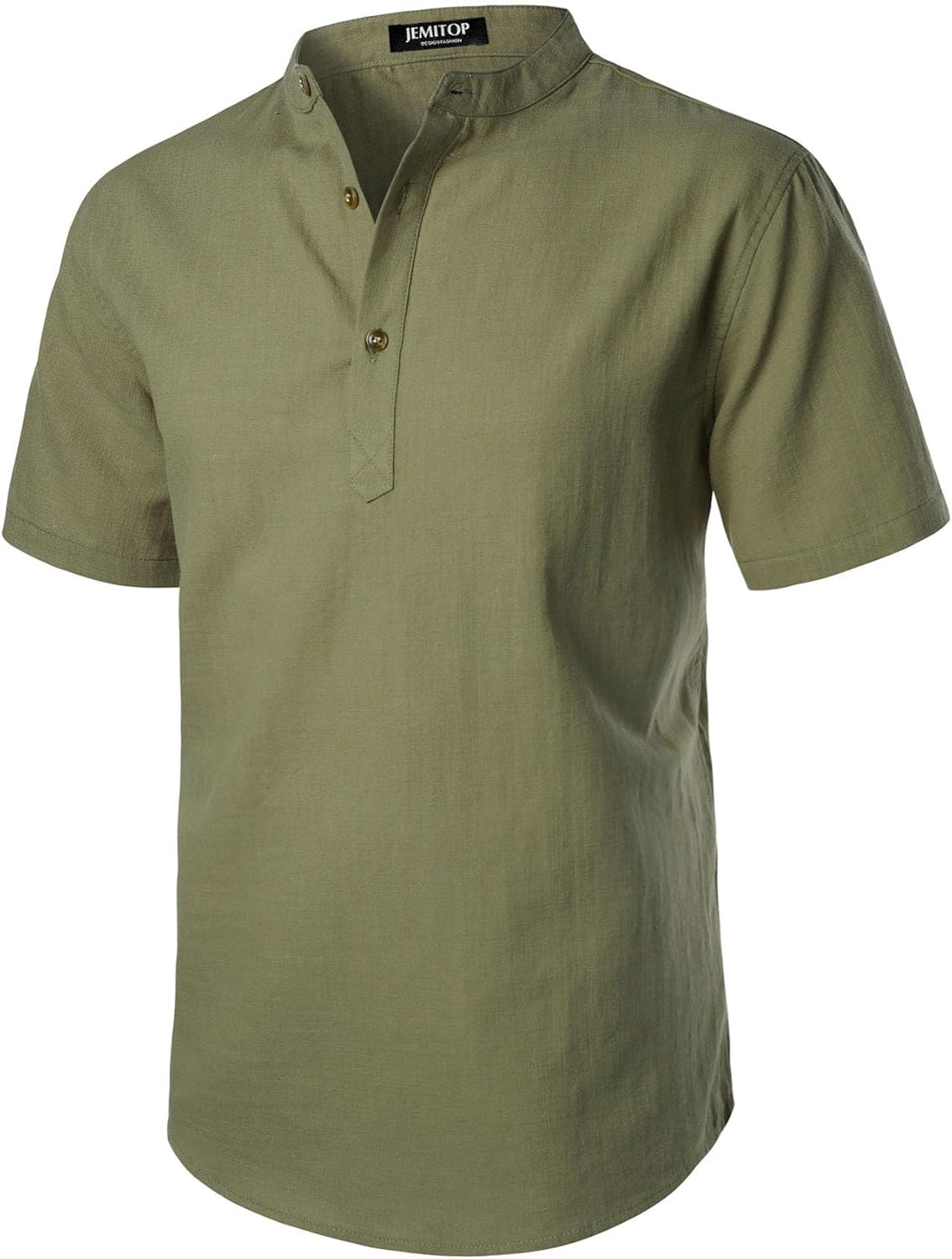 Stitch Boss: Men's Summer Lightweight Cotton Linen Shirts Casual Short Sleeve Breathable Banded Collar Henley for Beach Vacation