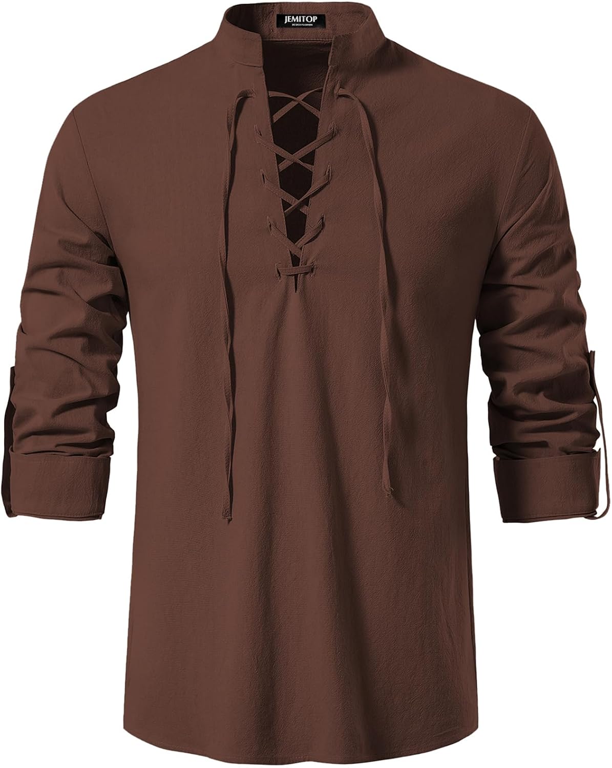 Stitch Boss: Men's Pure Cotton Retro Lace Up Shirts for Renaissance Pirate Viking Medieval