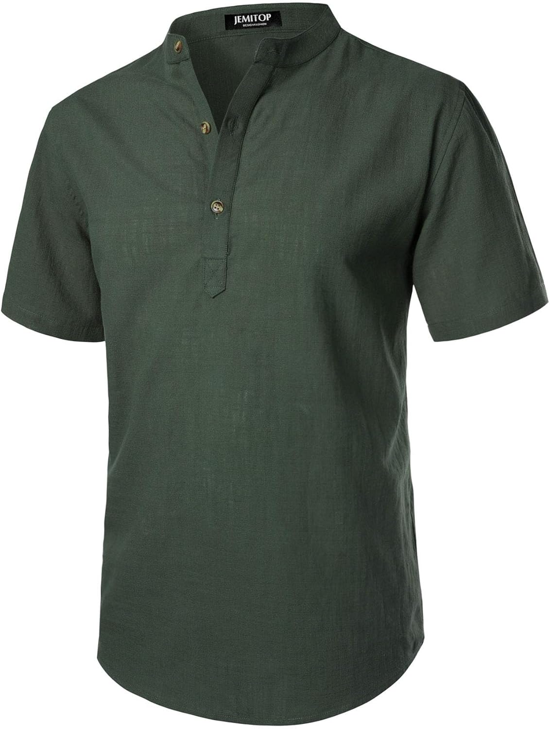 Stitch Boss: Men's Summer Lightweight Cotton Linen Shirts Casual Short Sleeve Breathable Banded Collar Henley for Beach Vacation