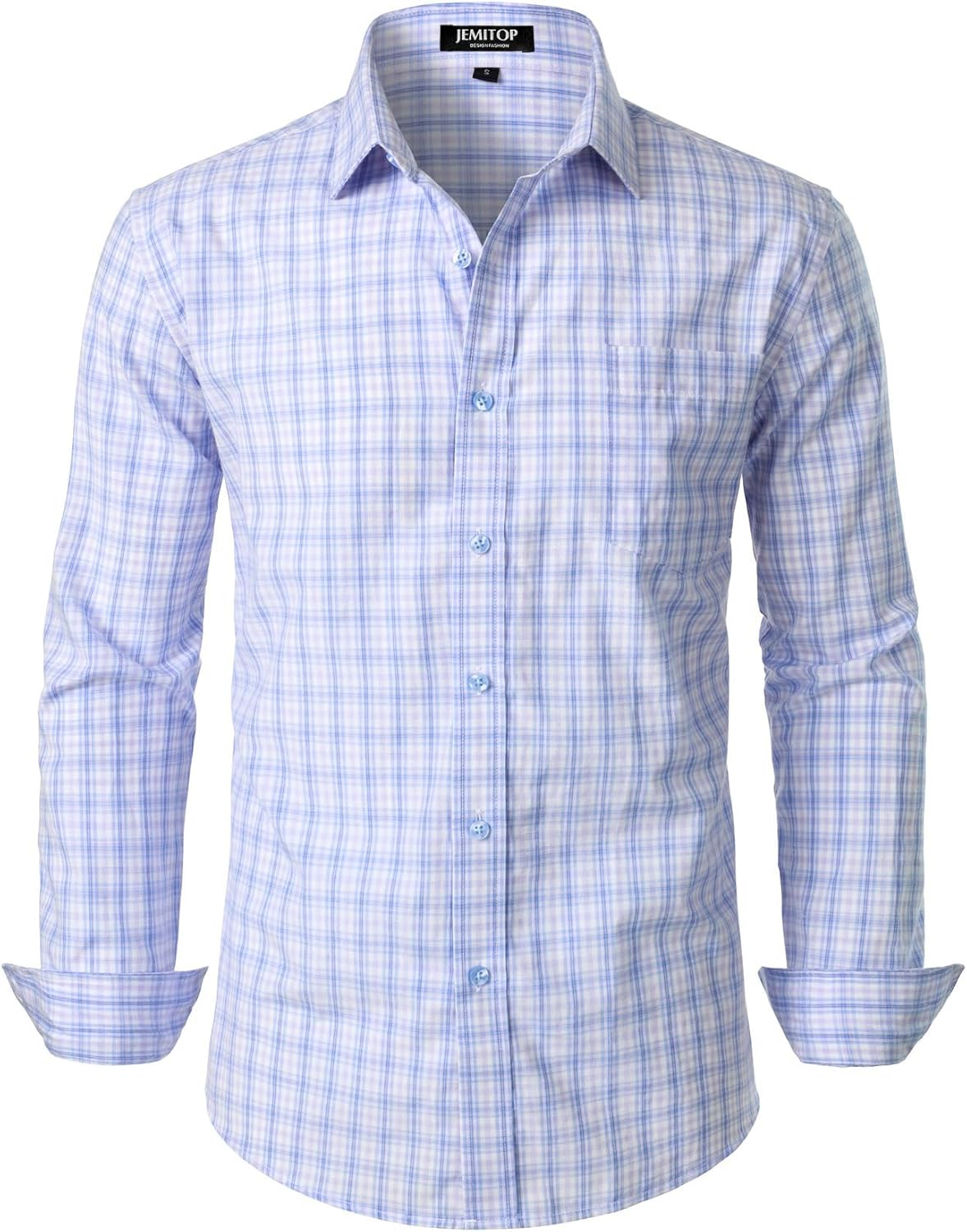 Stitch Boss:Men's Transitional Weather Slim Fit Long Sleeve Button Down Shirt Business Casual Dress Shirts with Pocket