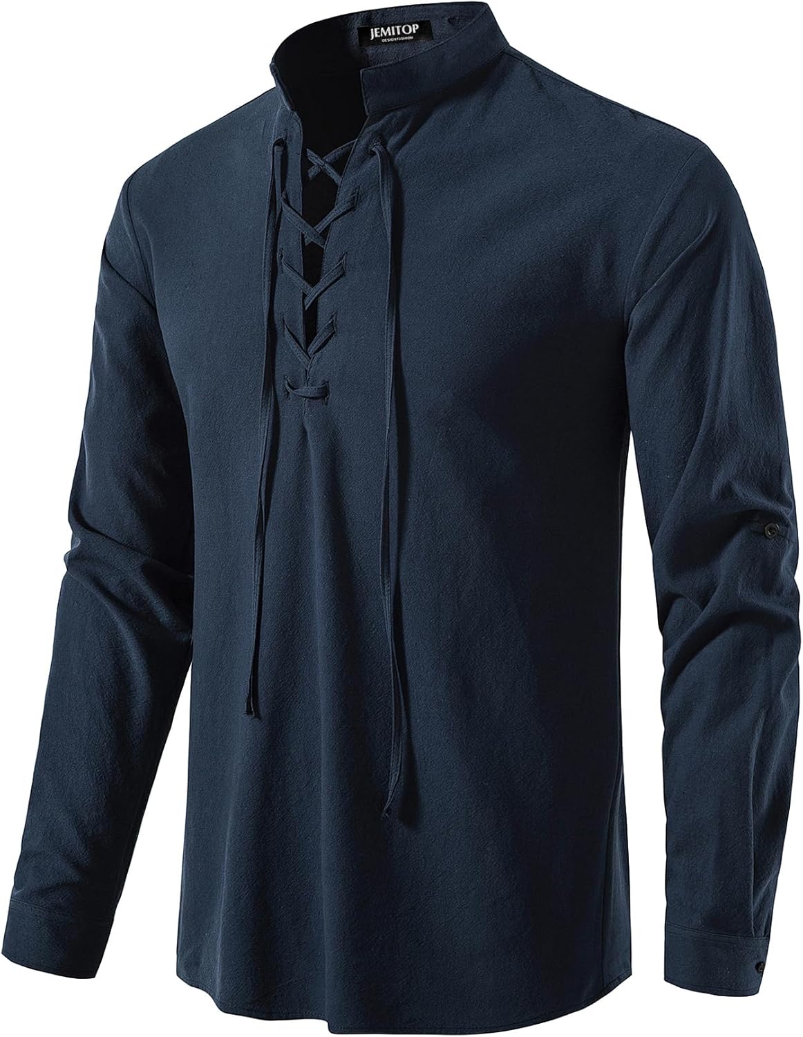 Stitch Boss: Men's Pure Cotton Retro Lace Up Shirts for Renaissance Pirate Viking Medieval