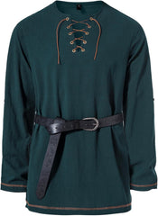 Stitch Boss: Men's Pure Cotton Vintage Lace Up Shirts for Pirate Renaissance Viking Medieval Costume Without Belt