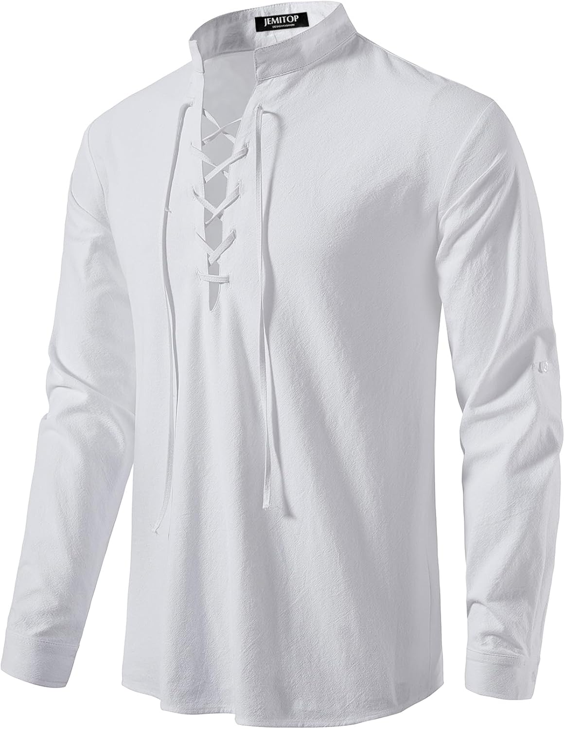 Stitch Boss: Men's Pure Cotton Retro Lace Up Shirts for Renaissance Pirate Viking Medieval