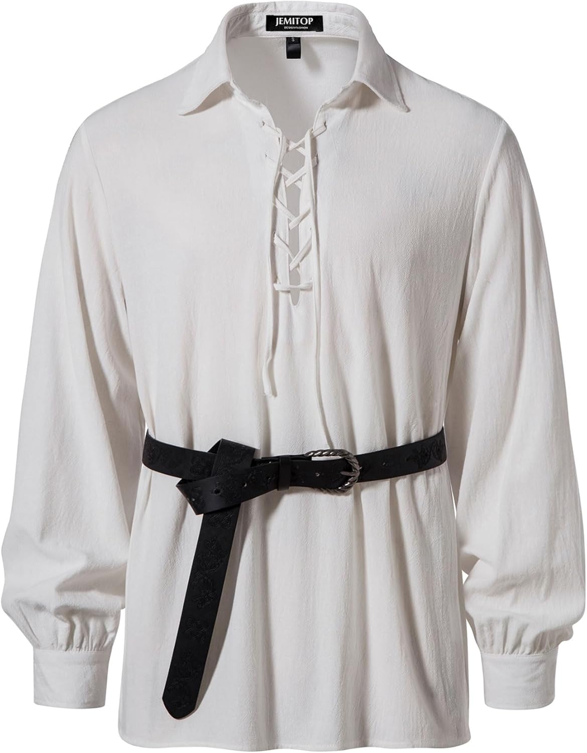 Stitch Boss: Men's Cotton Lace Up Retro Design Shirts for Renaissance Pirate Viking Medieval Costume Without Belt