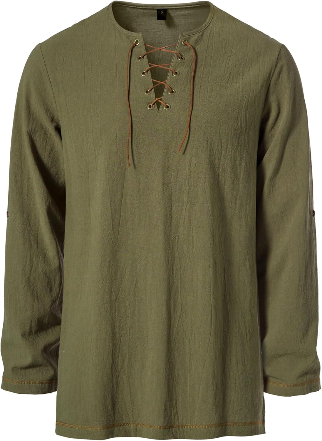 Stitch Boss: Men's Pure Cotton Vintage Lace Up Shirts for Pirate Renaissance Viking Medieval Costume Without Belt