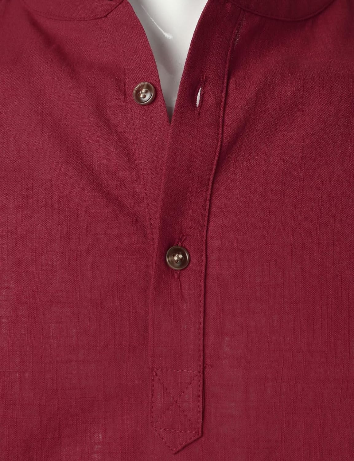 Stitch Boss: Men's Summer Lightweight Cotton Linen Shirts Casual Short Sleeve Breathable Banded Collar Henley for Beach Vacation