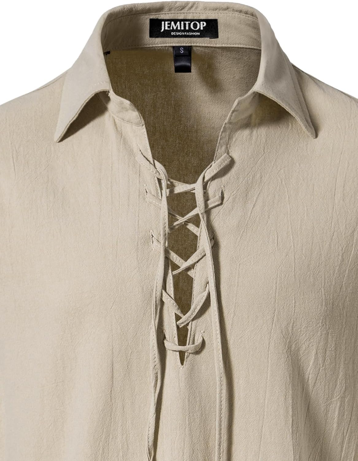 Stitch Boss: Men's Cotton Lace Up Retro Design Shirts for Renaissance Pirate Viking Medieval Costume Without Belt