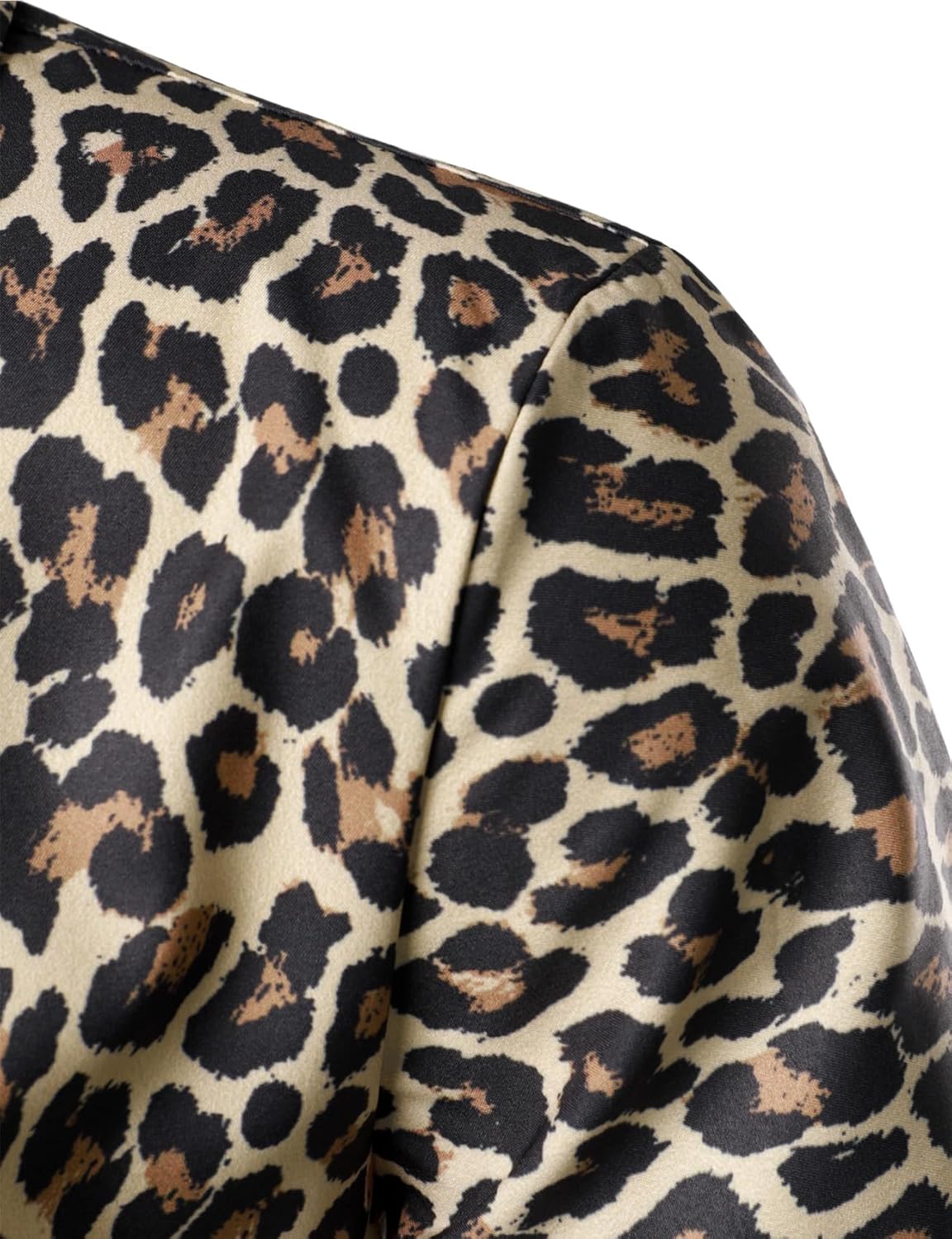 Stitch Boss: Men's Stretchy Causal Leopard Cheetah Print Short Sleeve Slim Fit Button Up Shirt