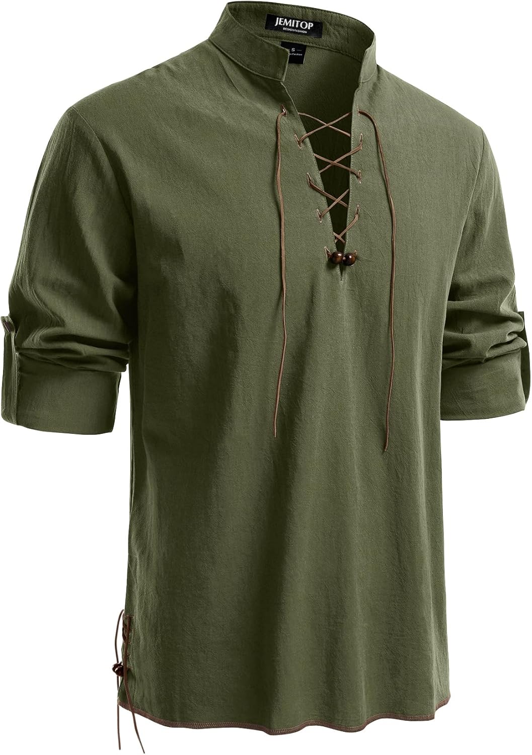 Stitch Boss: Men's Pure Cotton Retro Lace Up Shirts for Renaissance Pirate Viking Medieval