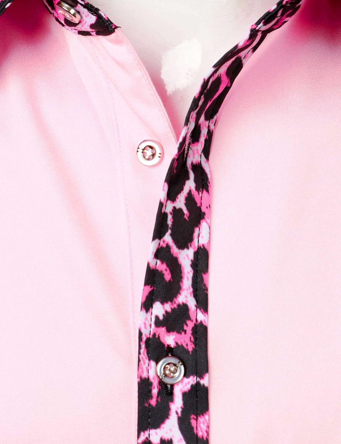 Stitch Boss: Men's Stretchy Causal Leopard Cheetah Print Short Sleeve Slim Fit Button Up Shirt