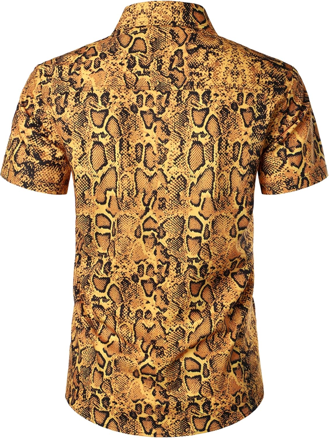 Stitch Boss: Men's Stretchy Causal Leopard Cheetah Print Short Sleeve Slim Fit Button Up Shirt