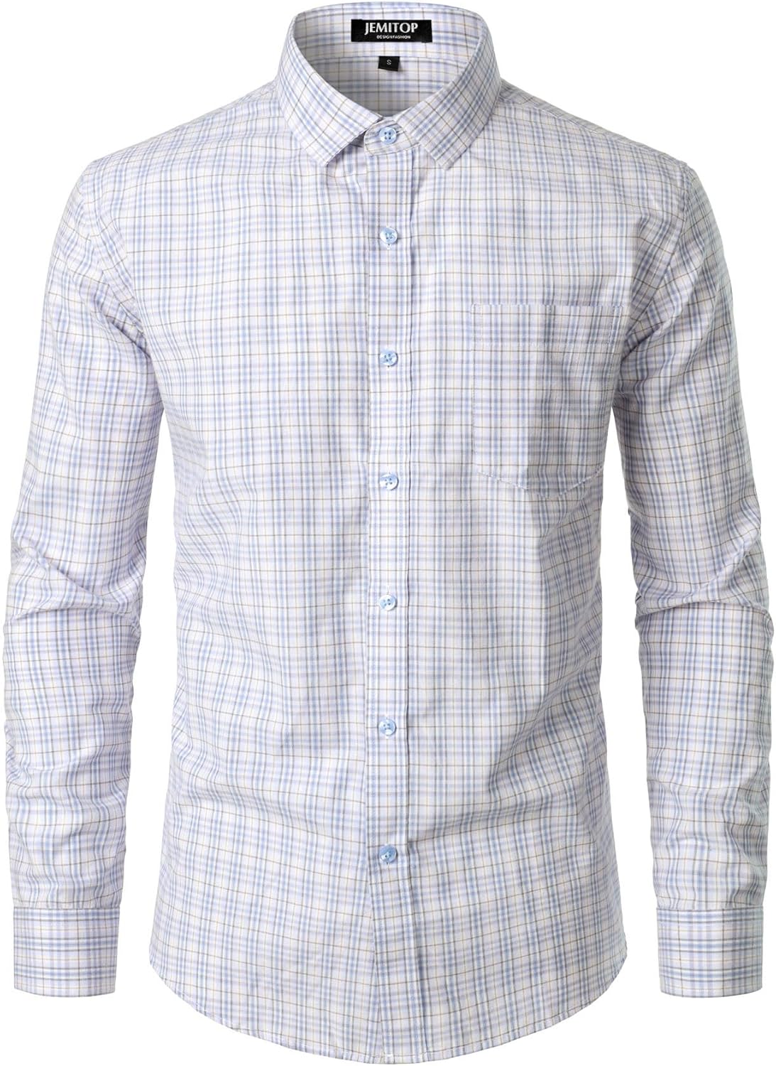 Stitch Boss:Men's Transitional Weather Slim Fit Long Sleeve Button Down Shirt Business Casual Dress Shirts with Pocket