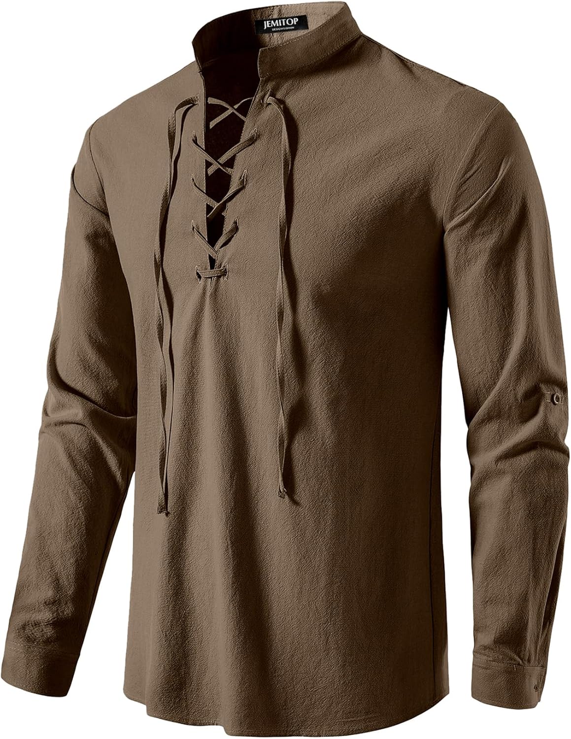 Stitch Boss: Men's Pure Cotton Retro Lace Up Shirts for Renaissance Pirate Viking Medieval