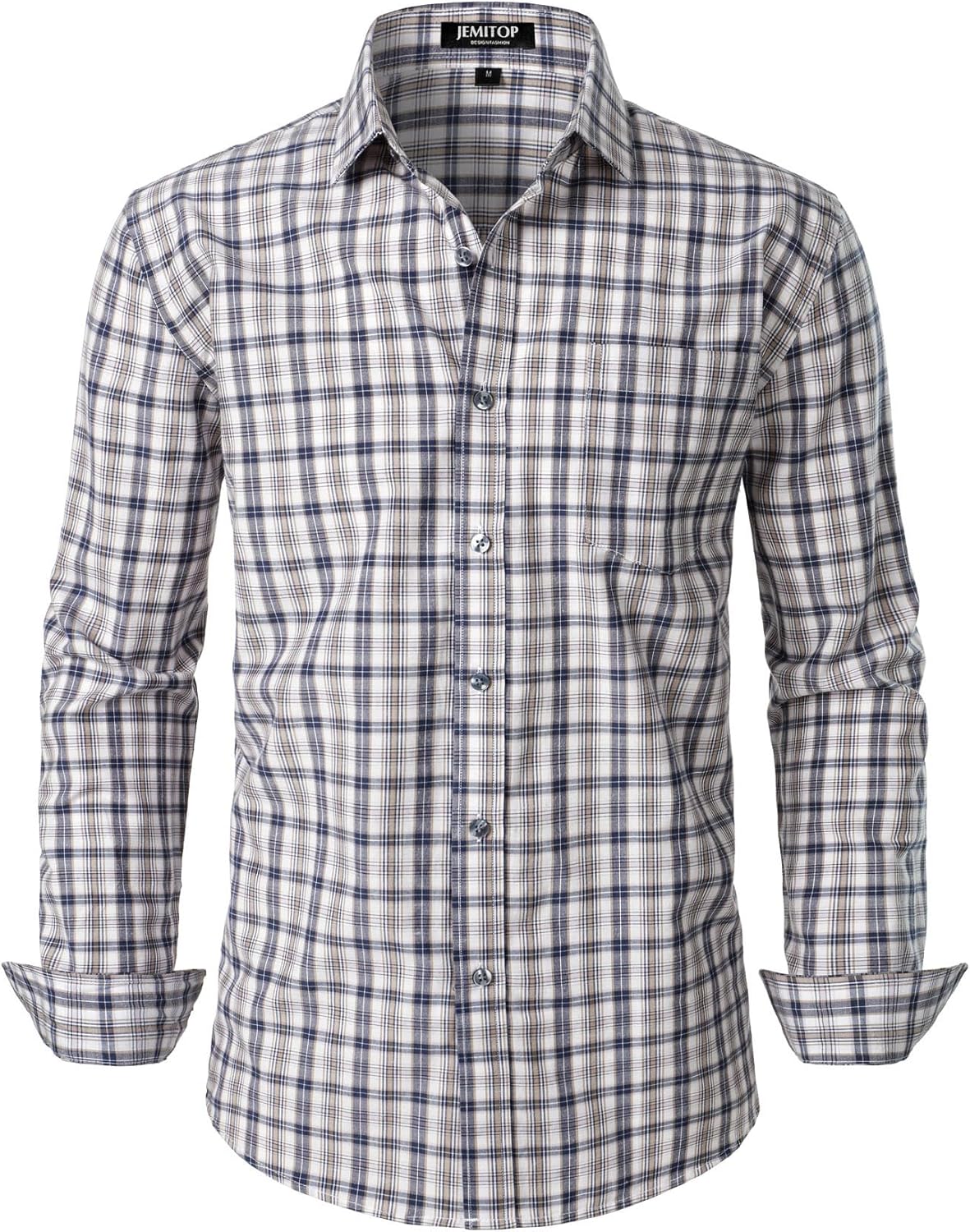 Stitch Boss:Men's Transitional Weather Slim Fit Long Sleeve Button Down Shirt Business Casual Dress Shirts with Pocket